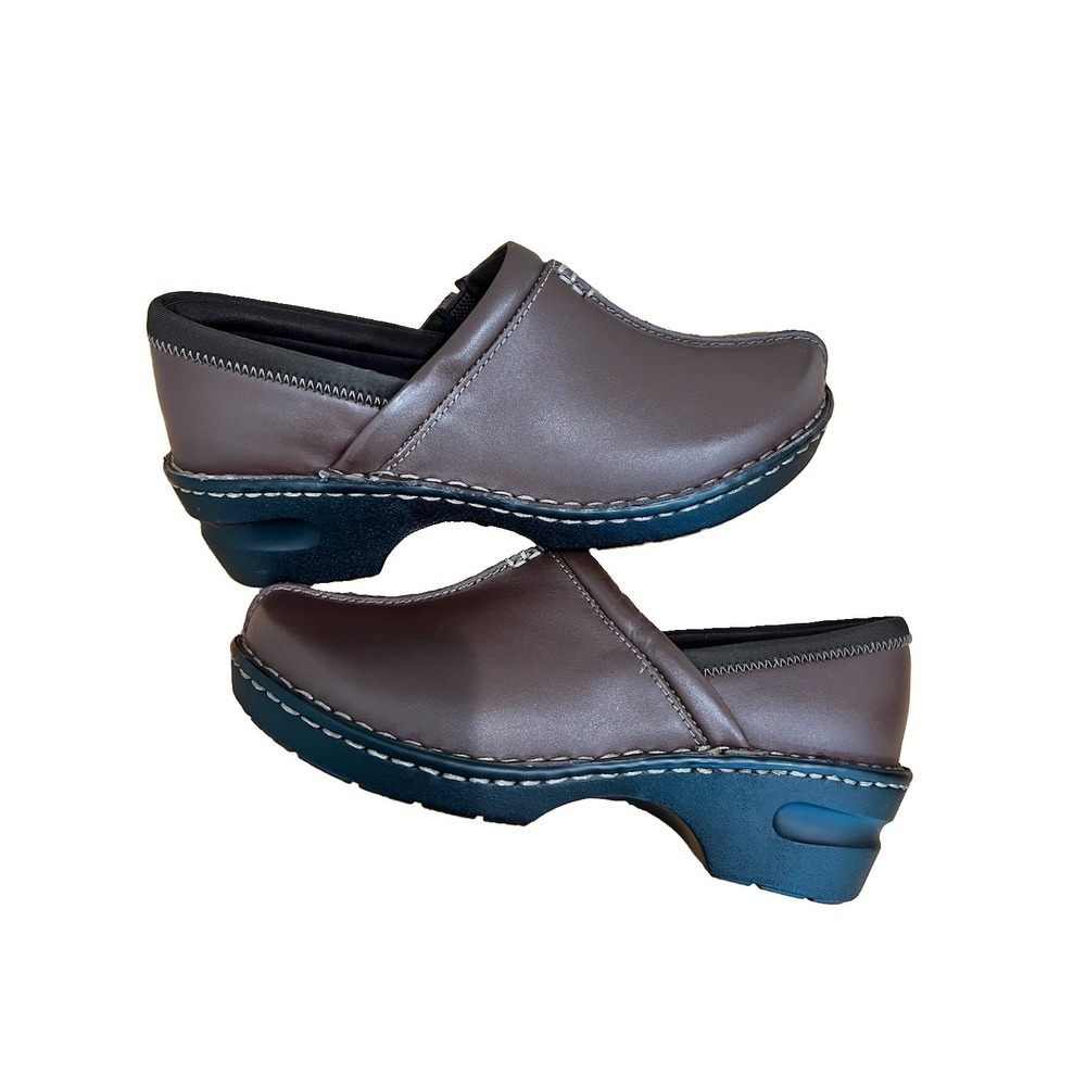 Eastland Kelsey Women Brown Leather Slip-on Clogs Size 8 Comfort Classic